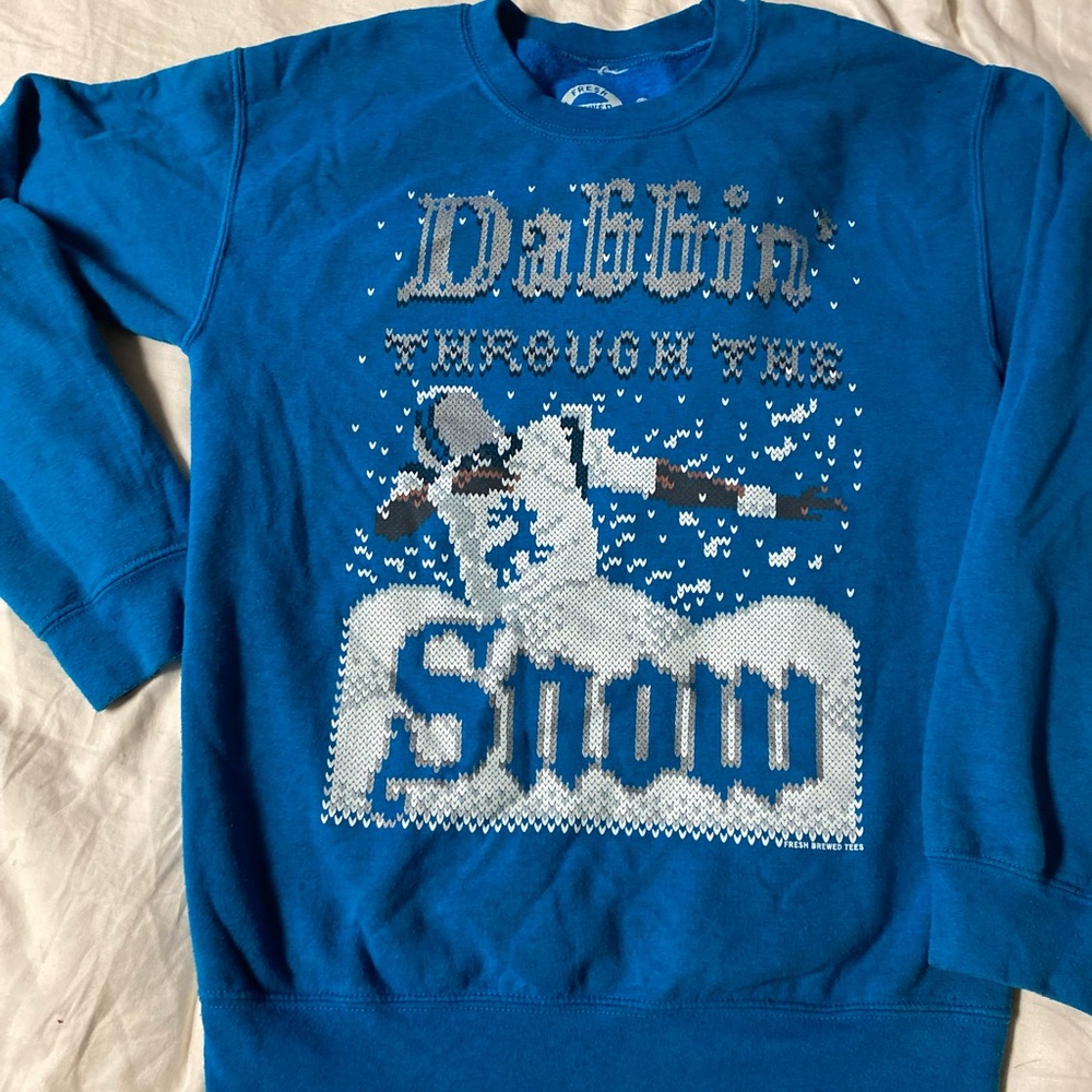 Blue Dabbin' Through The Snow Sweater